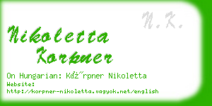 nikoletta korpner business card